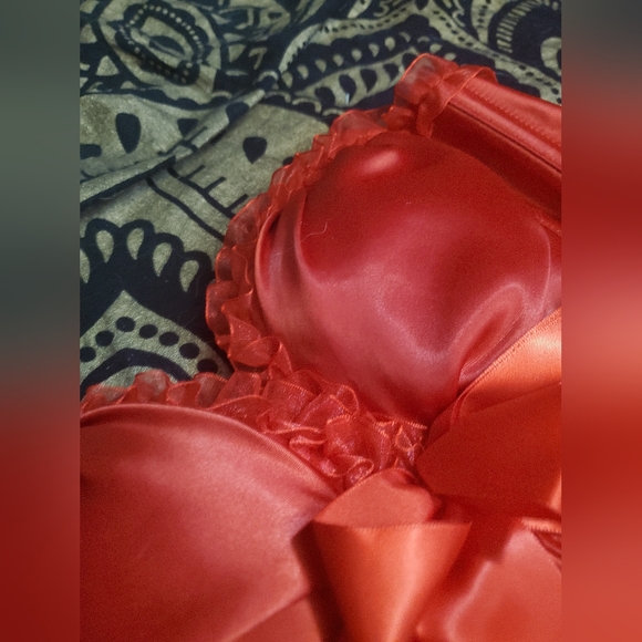 BNIP Stunning red corset top with matching red thong, gorgeous details size L - Picture 3 of 7